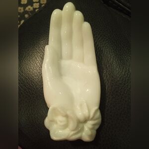 Vintage White Ceramic Hand Accent Ring Holder